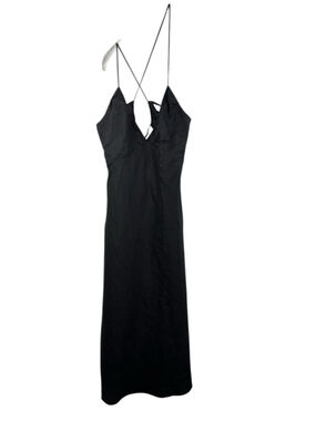 & Other Stories Stockholm Black Cut Out Midi Dress Size 8 Backless Cross Straps